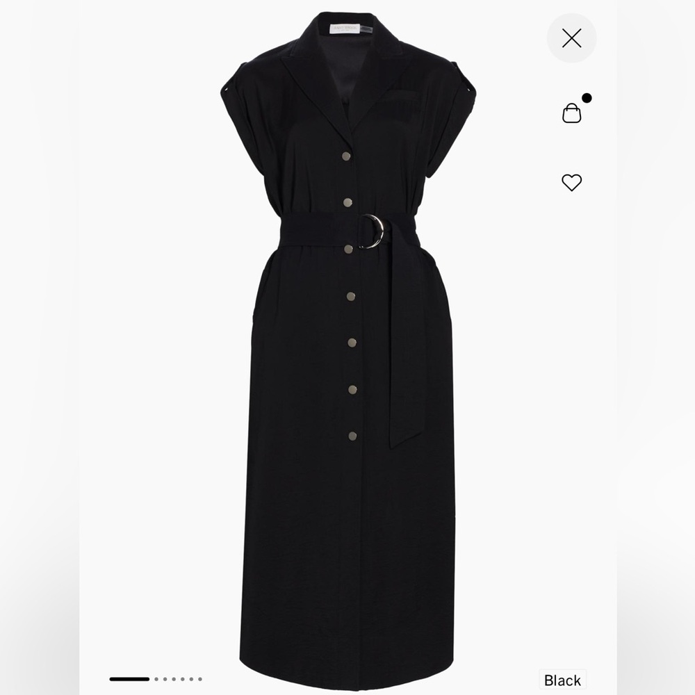 Ramy Brook Celia Black Belted Button-Down Midi Shirtdress